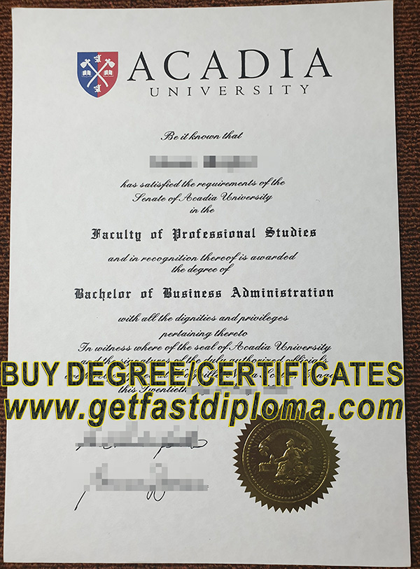 Acadia university degree sample