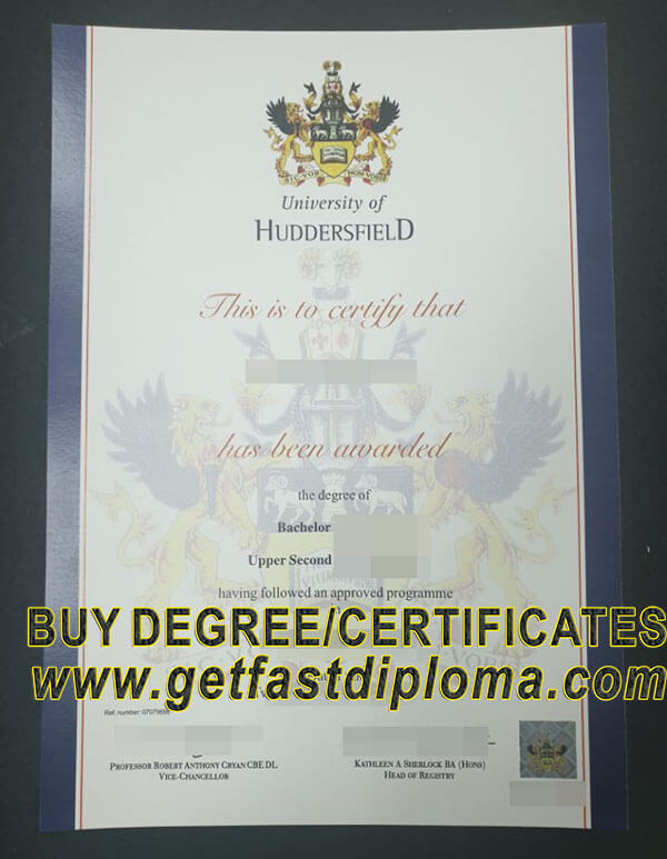 University of Huddersfield fake degree sample