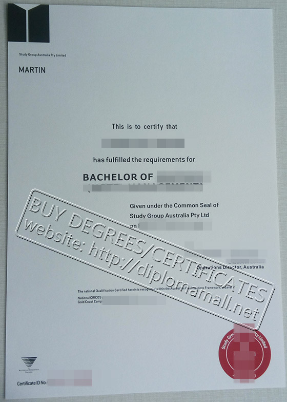 Study Group Australia certificate