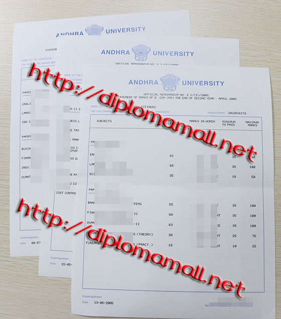 Andhra University transcripts